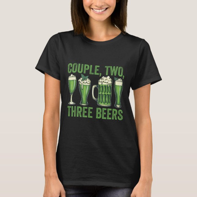Funny St Patricks Day Shirt Couple Two Three Green (Front)