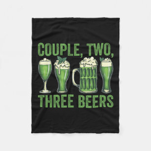 Funny St Patricks Day Shirt Couple Two Three Green Fleece Blanket