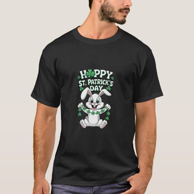 Funny St. Patrick's Day Shirt-Hoppy Bunny Design T-Shirt (Front)