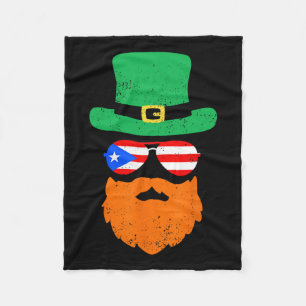 Funny St Patricks Day Sungles Puerto Rico Flag Bor Fleece Blanket