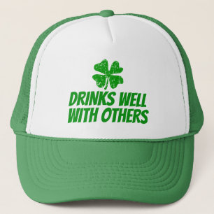 Funny St Patricks Day trucker hats with shamrock