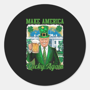 Funny St Patricks Day Trump White House Irish Beer Classic Round Sticker