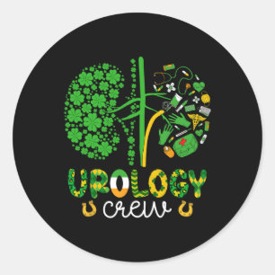 Funny St Patricks Day Urology Crew Shamrock Nurse Classic Round Sticker