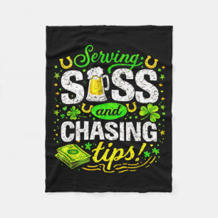 Funny st patricks day waitress bartender waiter fleece blanket
