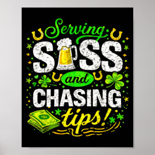 Funny st patricks day waitress bartender waiter poster
