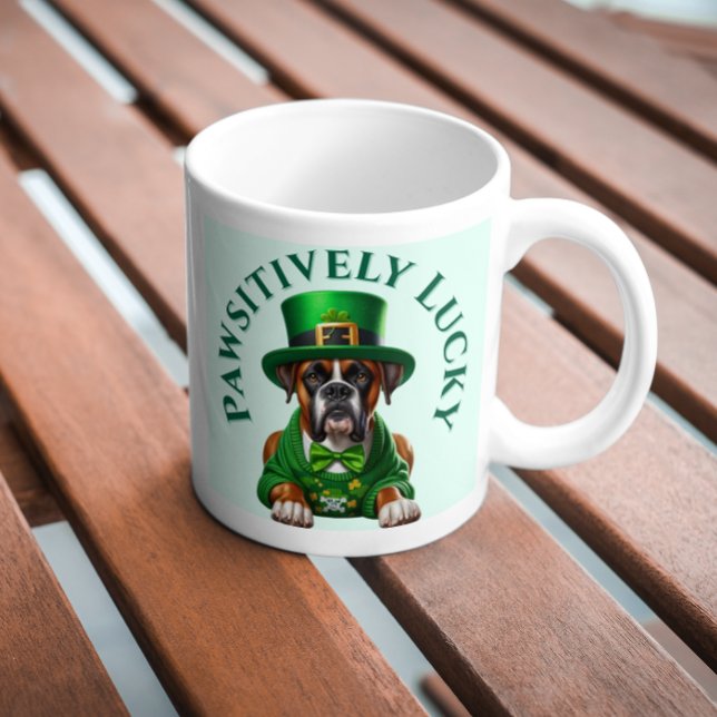 Funny St Patrick's Dog Pawsitively Lucky Coffee Mug (Creator Uploaded)