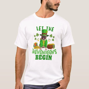 Funny St Patty's Day Pug Design Let The Shenanigan T-Shirt