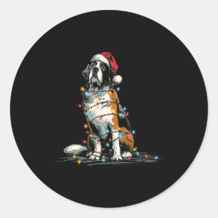 Funny St. Saint Bernard Christmas Graphics Dog Lig Classic Round Sticker