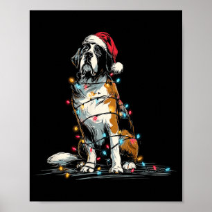 Funny St. Saint Bernard Christmas Graphics Dog Lig Poster