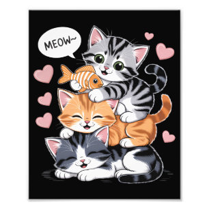 Funny Stacked Kittens Purramid of Paws Photo Print