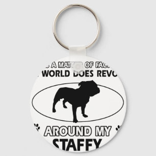 Funny staffy designs key ring
