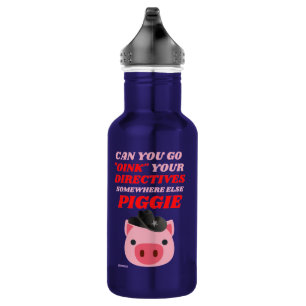 funny stainless steel water bottle  "OINK PIGGIE"
