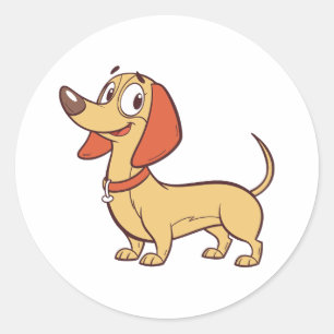 Funny Standing Dachshund Dog Cartoon Classic Round Sticker