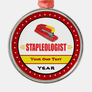 Funny Stapler Lover Title Metal Ornament