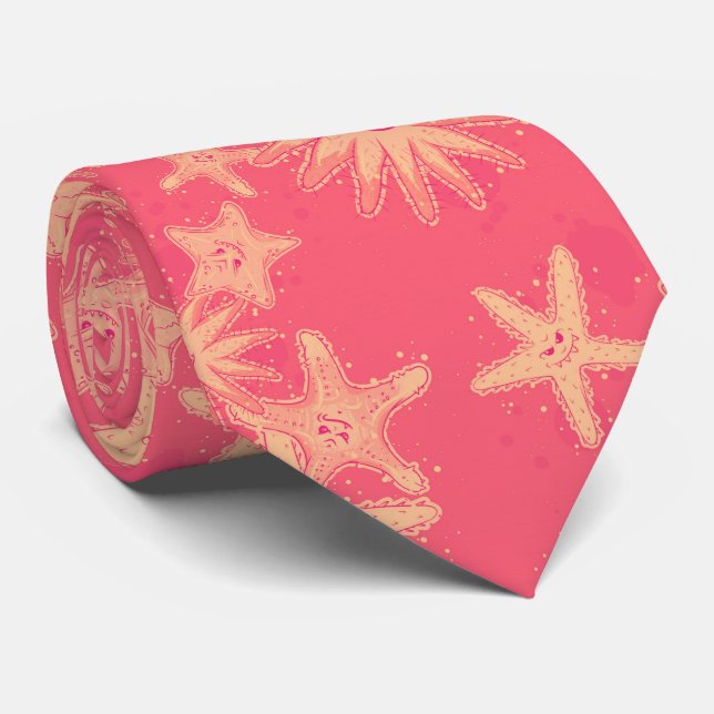 Funny Starfish rouge-lemonade pattern Tie (Rolled)