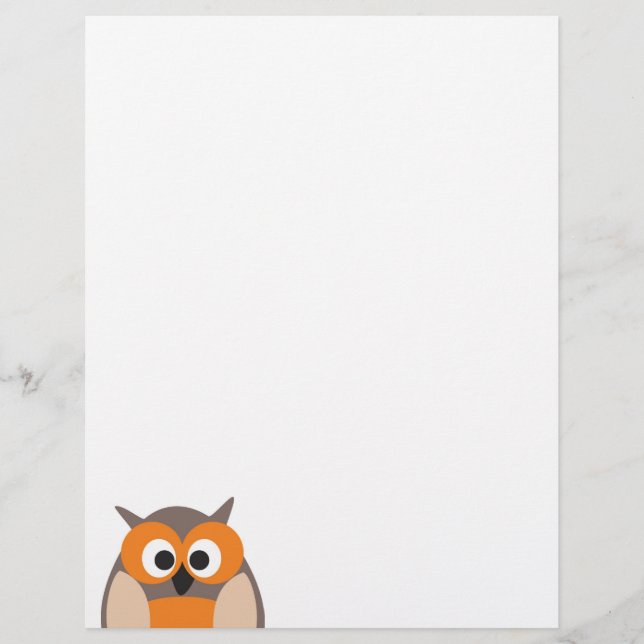 Funny staring cartoon owl Letterhead (Front)