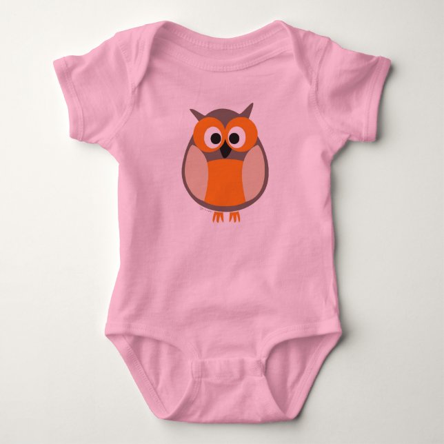 Funny staring owl baby bodysuit (Front)