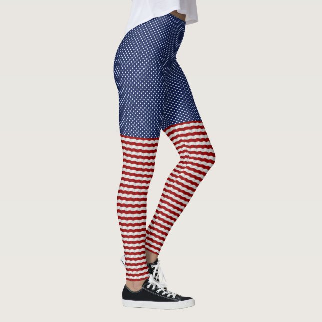 Funny Stars and Stripes Pattern Patriotic Leggings (Right)