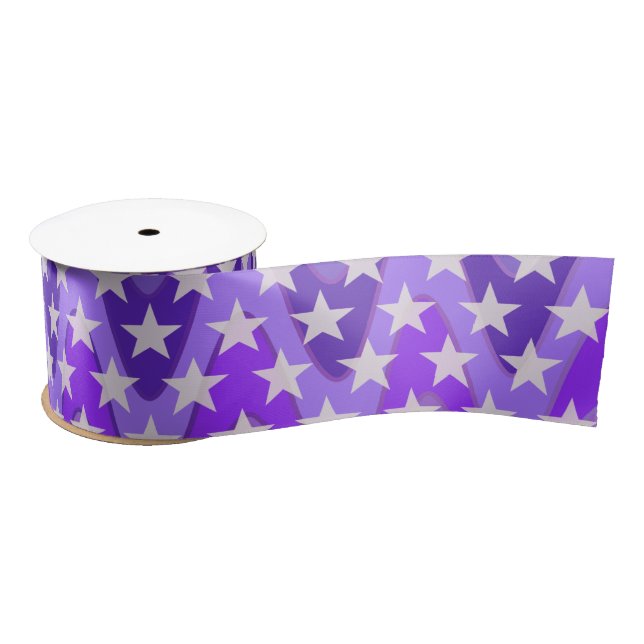 Funny Stars Pattern transparent + your background Satin Ribbon (Spool)