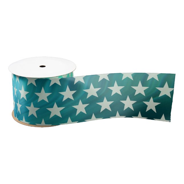 Funny Stars Pattern transparent + your background Satin Ribbon (Spool)