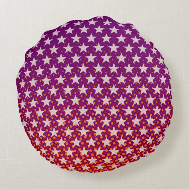 Funny Stars Pattern transparent + your idea Round Cushion (Back)