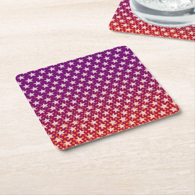 Funny Stars Pattern transparent + your idea Square Paper Coaster (Angled)
