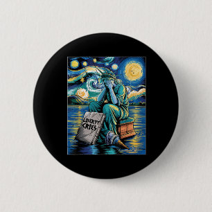 Funny Statue Of Liberty Cries, Van Gogh Starry Nig 6 Cm Round Badge