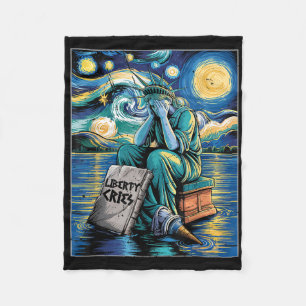 Funny Statue Of Liberty Cries, Van Gogh Starry Nig Fleece Blanket