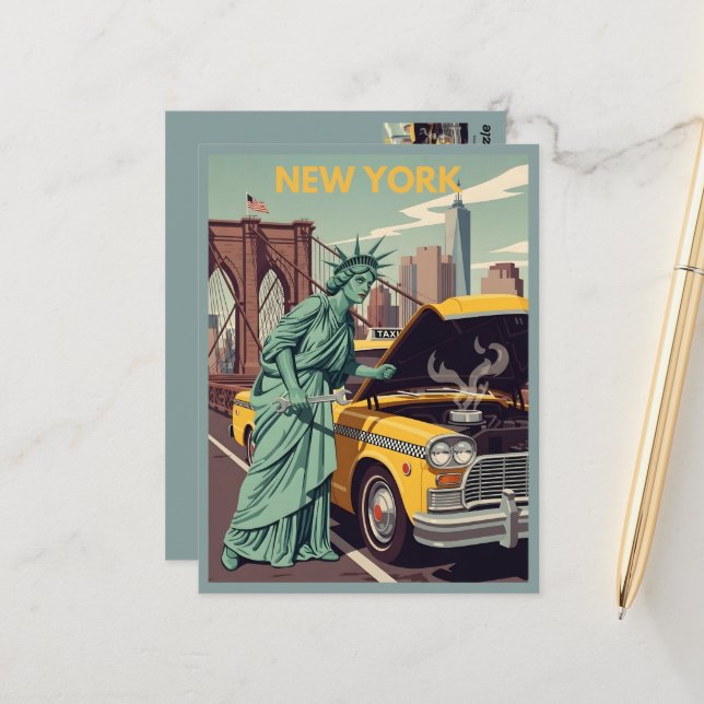 Funny Statue Of Liberty NY Postcard (Front/Back In Situ)