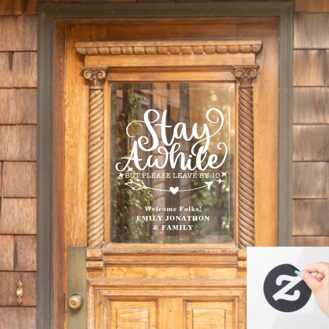 Funny Stay Awhile but Leave By Ten Welcome Names (Home Door)