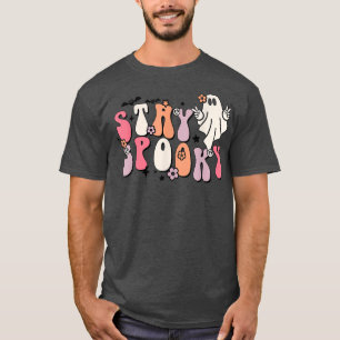Funny Stay Spooky Vibes Retro Floral Ghost Hippie  T-Shirt