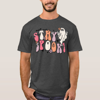 Funny Stay Spooky Vibes Retro Floral Ghost Hippie  T-Shirt