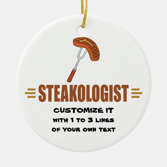 Funny Steak Ceramic Ornament (Front)