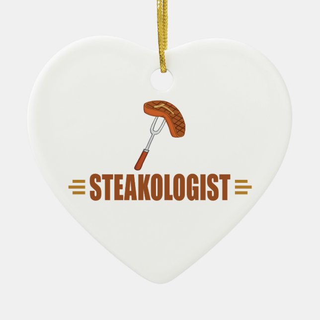 Funny Steak Ceramic Tree Decoration (Front)