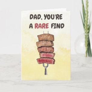 Funny Steak Father's Day Card - Rare Dad BBQ Humou