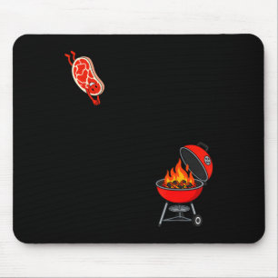 Funny Steak Jumping On To Grill Dive Flying Bbq Mouse Pad