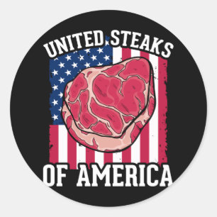 Funny Steaks Lover American Meat Butcher Humour Classic Round Sticker
