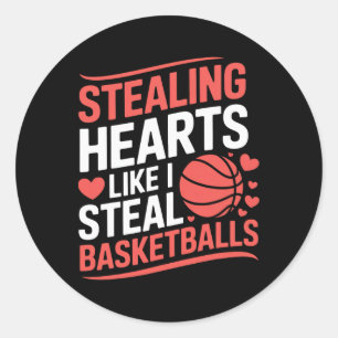 Funny Stealing Hearts Steal Sket Kids Valentine Bo Classic Round Sticker