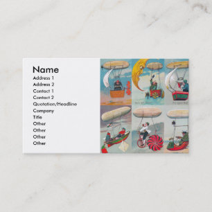 funny steampunk air machines wacky inventions business card