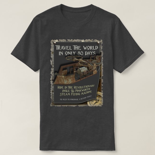 Funny Steampunk Flying Machine T-Shirt (Design Front)