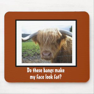 Funny Steer with Bangs Mouse Pad