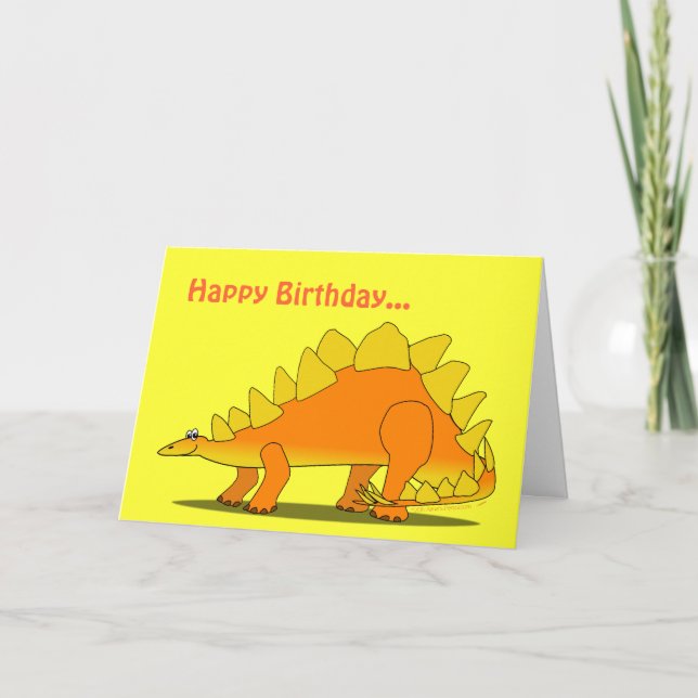 Funny Stegosaurus Dinosaur Birthday Card Template (Front)