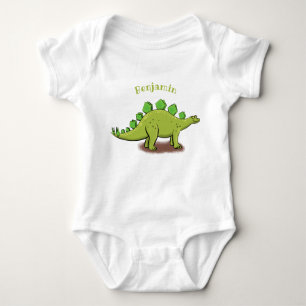 Funny stegosaurus dinosaur cartoon baby bodysuit