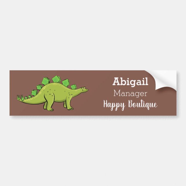 Funny stegosaurus dinosaur cartoon bumper sticker (Front)