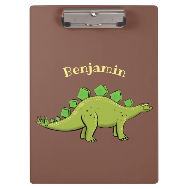 Funny stegosaurus dinosaur cartoon clipboard (Front)