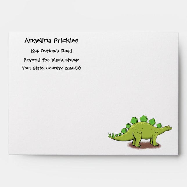 Funny stegosaurus dinosaur cartoon envelope (Front)