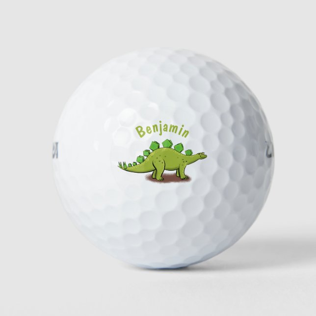 Funny stegosaurus dinosaur cartoon golf balls (Front)