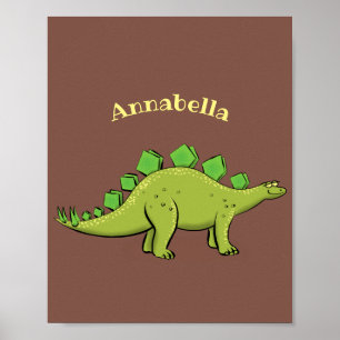 Funny stegosaurus dinosaur cartoon poster