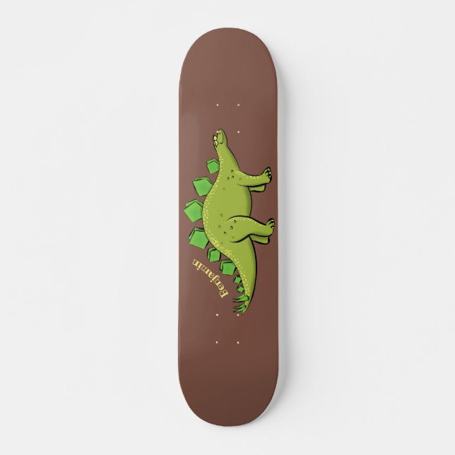 Funny stegosaurus dinosaur cartoon skateboard (Front)