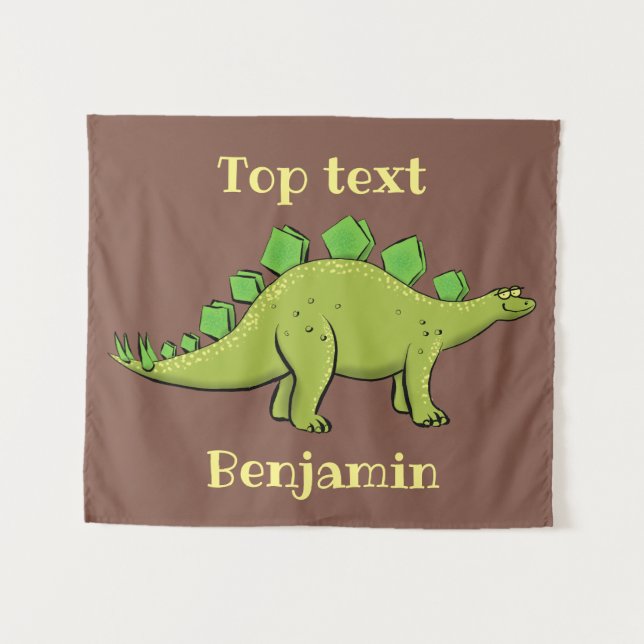 Funny stegosaurus dinosaur cartoon tapestry (Front (Horizontal))